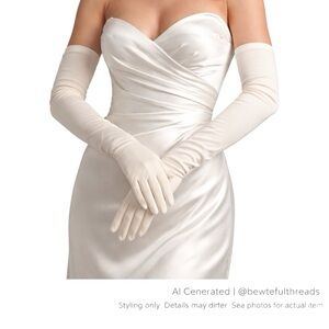 Vintage Gloves by Austin One Size Cream Opera Length 22.5” Bridal Formal